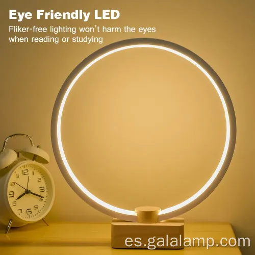 Lámpara de escritorio LED de madera innovadora con conectividad USB